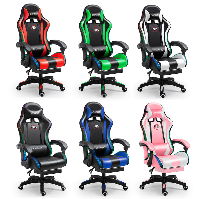 Cargue la imagen en el visor de la galería, [Built-in RBG LED Light] PU Leather Latex Cushion Gaming Racing Chair Office Chair - Polar Tech Australia
