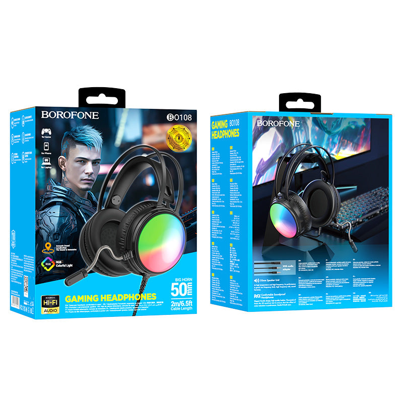 Load image into Gallery viewer, [BO108] Borofone Wired RGB Light Gaming Earphone Earpod Headphone - Polar Tech Australia
