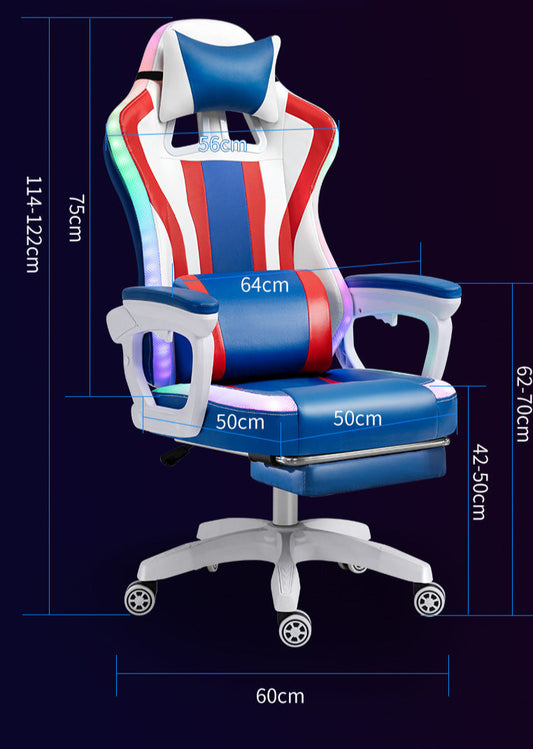 [Built-in RGB Light & Bluetooth Speaker] American Style PU Leather Gaming Racing Chair OFFICE Computer Chair