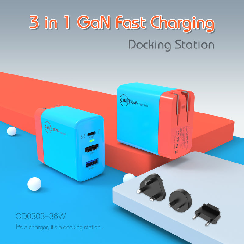 Chargez l&#39;image dans la visionneuse de la galerie, Switch Dock GaN Fast Charging HDMI Hub Portable Dock
