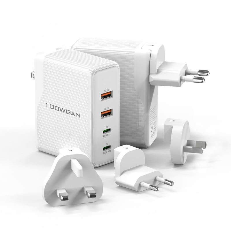 Load image into Gallery viewer, [100W GaN] Fast 4 Ports PD Type-C USB-C + USB 3.0 Wall Charger Travel Power Adapter - (International Plug) - Polar Tech Australia
