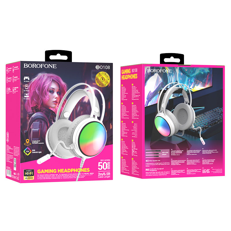 Load image into Gallery viewer, [BO108] Borofone Wired RGB Light Gaming Earphone Earpod Headphone - Polar Tech Australia
