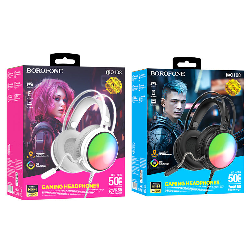 Load image into Gallery viewer, [BO108] Borofone Wired RGB Light Gaming Earphone Earpod Headphone - Polar Tech Australia
