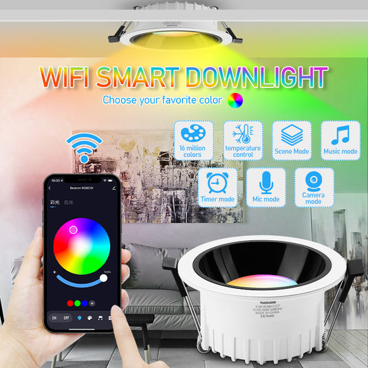 [TUYA Smart Home] RGB LED 15W Downlight Ceiling Light Bluetooth Wireless Control - Polar Tech Australia