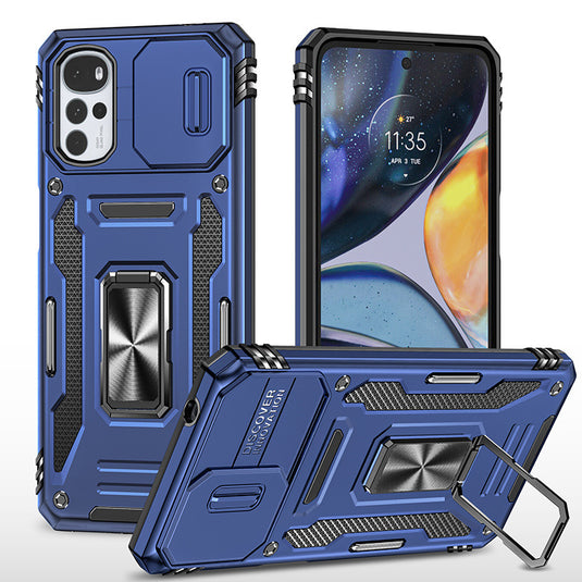 [Magnetic Rotable Kickstand][Slide Camera Cover] Motorola Moto G22 - Shield Shockproof Rugged Heavy Duty Case