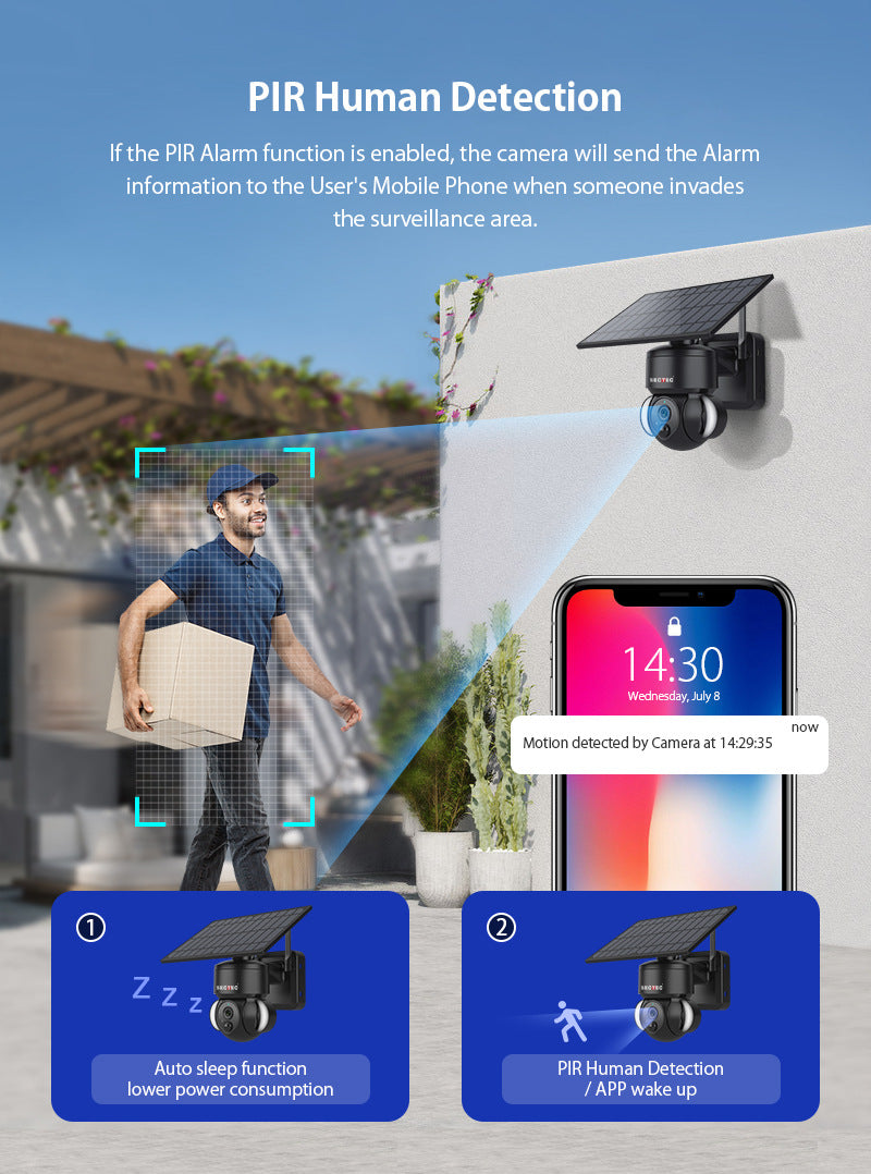 Load image into Gallery viewer, [ST-518-3M-TY]][TUYA Smart Home][1080P FHD][WIFI Version] 3MP Solar Panel Battery Powered Wireless Wire-Free IP66 Outdoor PTZ Camera With Flood Light - Polar Tech Australia
