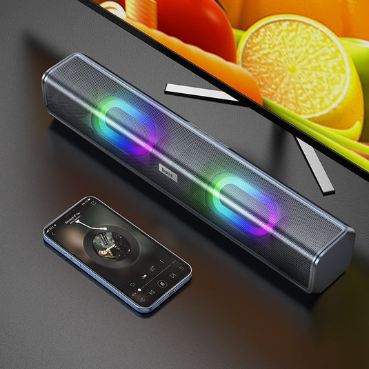 [BS49] HOCO Wireless RGB Light Bluetooth Desktop Office Gaming Speakers With Colorful Light Effect Sound Bar - Polar Tech Australia