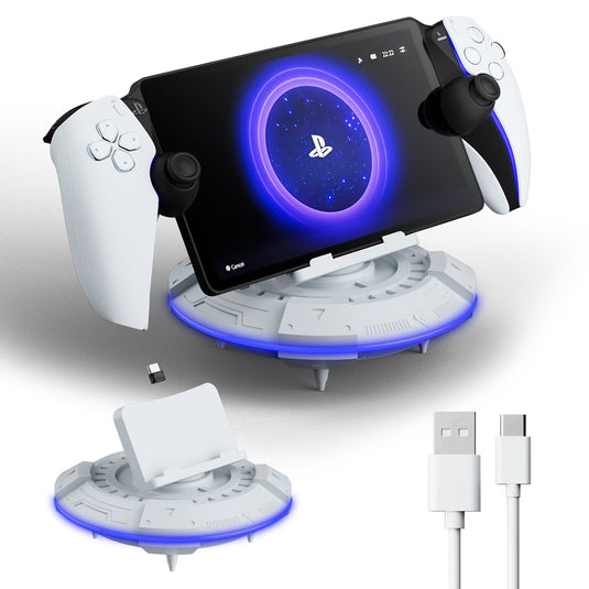 PS5 Portal Streaming Handheld Charging Dock - Spaceship Design with Vibrant RGB Lights