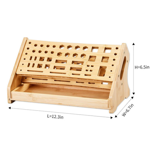 Wooden Repair Tool Organizer Rack - Multi-Function Screwdriver Holder, Scissors & Tool Storage Organizer