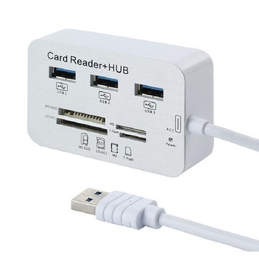 [7-in-1] Type C USB 3.0 Hub Card Reader – Computer Expansion with Multiple Interfaces (COMBO Card Reader + HUB)