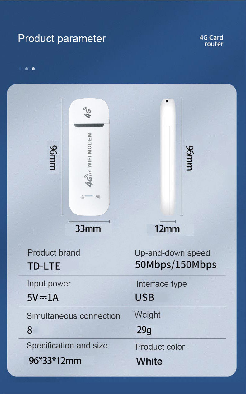 Cargue la imagen en el visor de la galería, [U96-3] 4G Wireless Internet Dongle LTE SIM Card Mini Portable 4G Modem 150Mbps with WiFi USB Dongle
