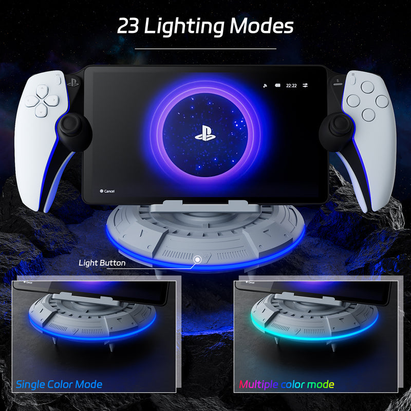 Cargue la imagen en el visor de la galería, PS5 Portal Streaming Handheld Charging Dock - Spaceship Design with Vibrant RGB Lights
