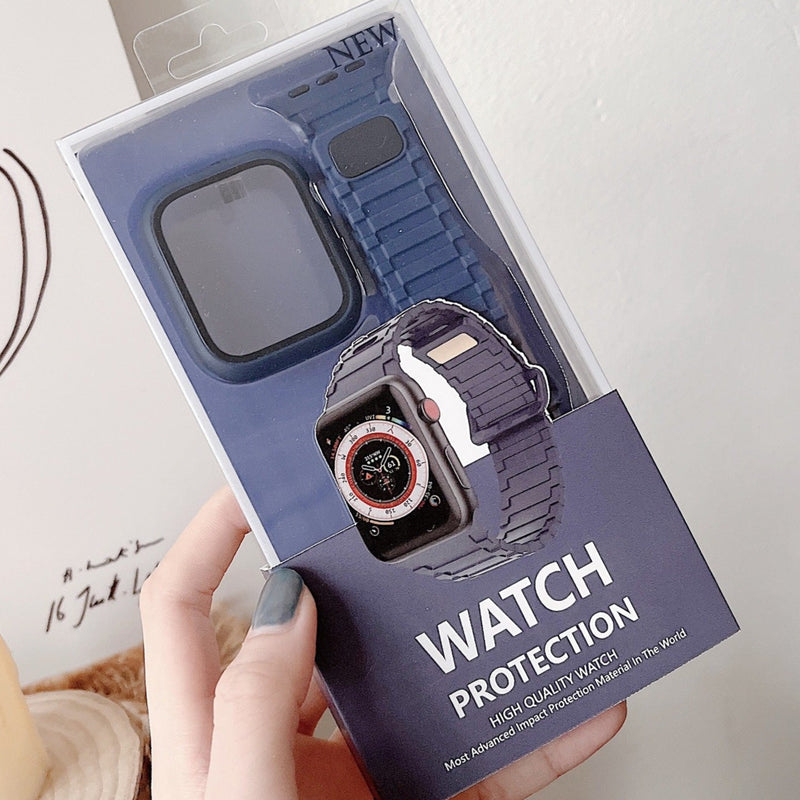 Cargue la imagen en el visor de la galería, [3 in 1 - Case + Protector + Band] Apple Watch Series 1/2/3 38mm &amp; 42mm Full Covered Magnetic Silicone Fashion Protection Bundle - Polar Tech Australia

