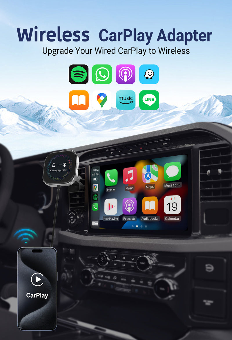 Cargue la imagen en el visor de la galería, Plug and Play Wireless CarPlay Adapter With Built-in Screen for iPhone 11/12/13/14/15/16
