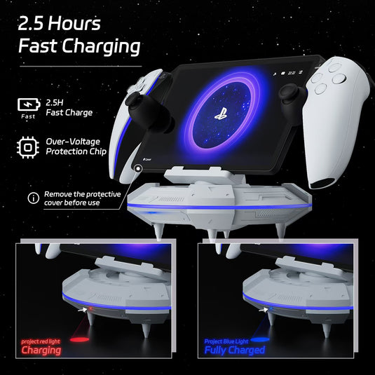 PS5 Portal Streaming Handheld Charging Dock - Spaceship Design with Vibrant RGB Lights