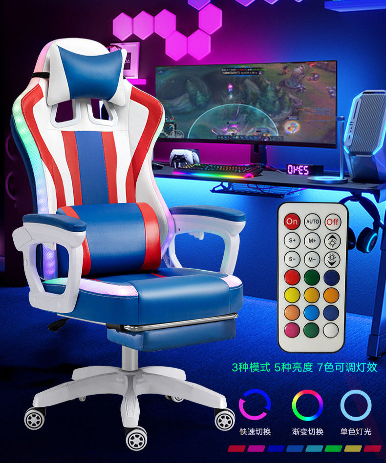 Cargue la imagen en el visor de la galería, [Built-in RGB Light &amp; Bluetooth Speaker] American Style PU Leather Gaming Racing Chair OFFICE Computer Chair
