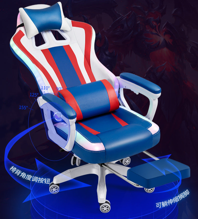 Cargue la imagen en el visor de la galería, [Built-in RGB Light &amp; Bluetooth Speaker] American Style PU Leather Gaming Racing Chair OFFICE Computer Chair
