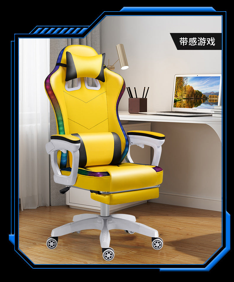 Cargue la imagen en el visor de la galería, [Built-in RGB Light &amp; Bluetooth Speaker] American Style PU Leather Gaming Racing Chair OFFICE Computer Chair
