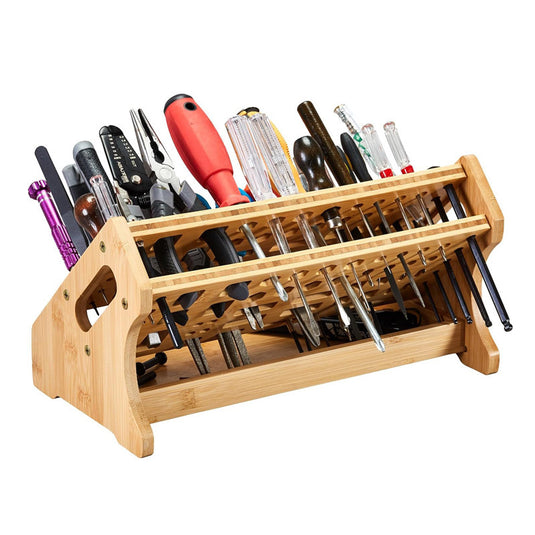 Wooden Repair Tool Organizer Rack - Multi-Function Screwdriver Holder, Scissors & Tool Storage Organizer