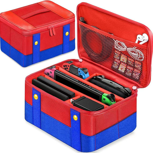 Large Red Mario-themed Carrying Case for Nintendo Switch