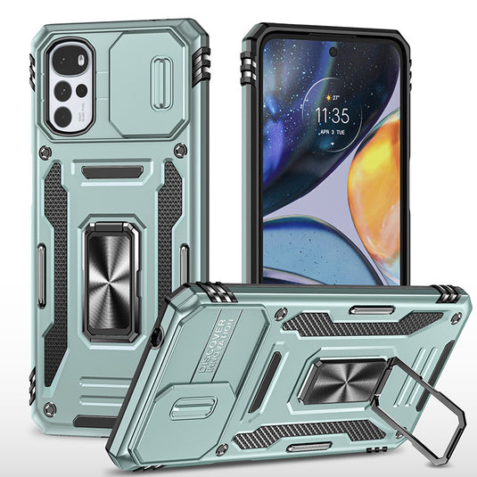 [Magnetic Rotable Kickstand][Slide Camera Cover] Motorola Moto G22 - Shield Shockproof Rugged Heavy Duty Case