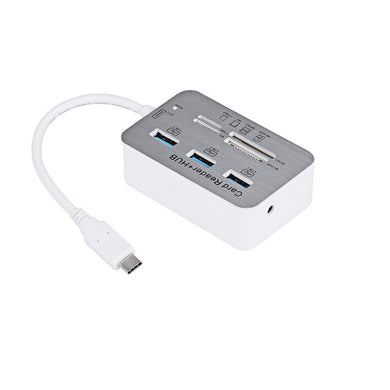 [7-in-1] Type C USB 3.0 Hub Card Reader – Computer Expansion with Multiple Interfaces (COMBO Card Reader + HUB)