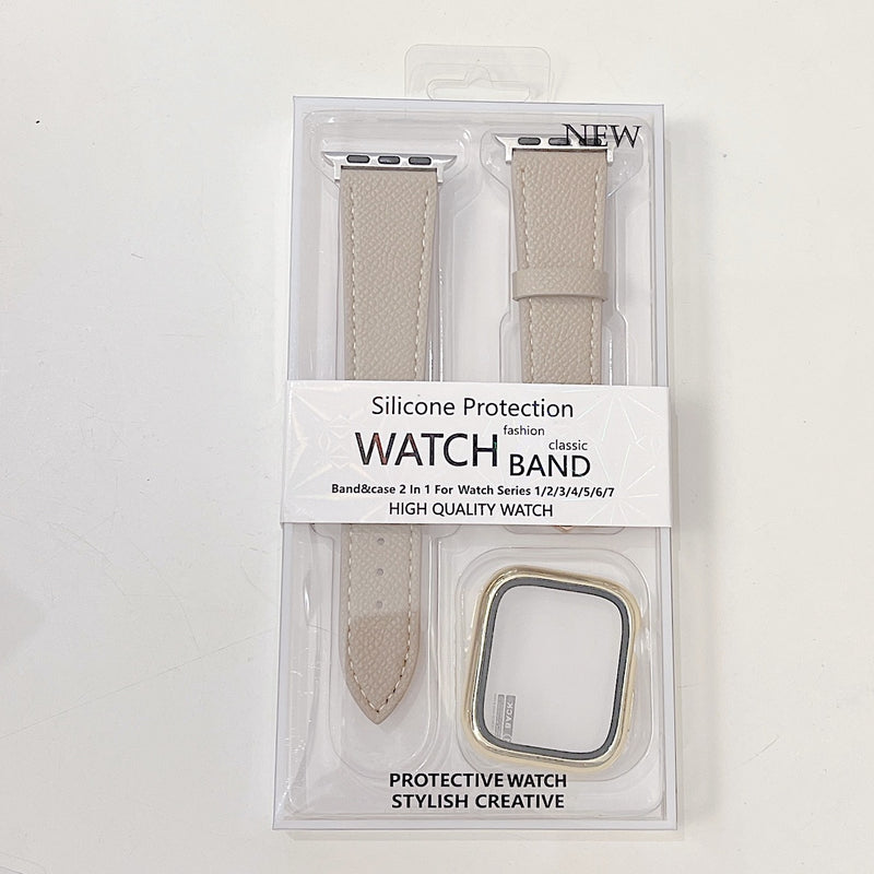 Cargue la imagen en el visor de la galería, [3 in 1 - Case + Protector + Band] Apple Watch Series 4/5/6/SE 40mm 44mm Full Covered Genuine Leather Fashion Protection Bundle - Polar Tech Australia
