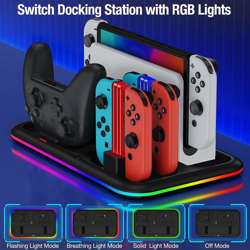 Chargez l&#39;image dans la visionneuse de la galerie, Nintendo Switch All-in-one Multifunction Charging Stand with Cooling Fan &amp; RBG Light Effect &amp; Disc Storage - Polar Tech Australia
