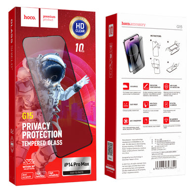 [10PCS Pack][G15][Privacy] HOCO iPhone 9H Hardness Tempered Glass Full Covered Screen Protector - Polar Tech Australia