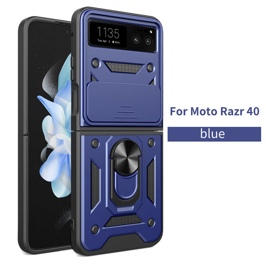 [Sliding Camera Cover][Built-in Stand] Motorola Moto Razr 40/Razr 2023 - Military Grade Hard PC Rugged Heavy Duty Case