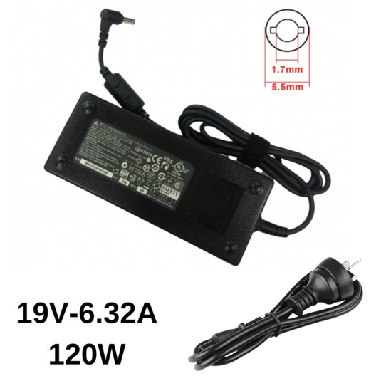 [19V-6.32A/120W][5.5x1.7] Acer Aspire 8940G 8950G 8951G Series Laptop AC Power Supply Adapter Charger