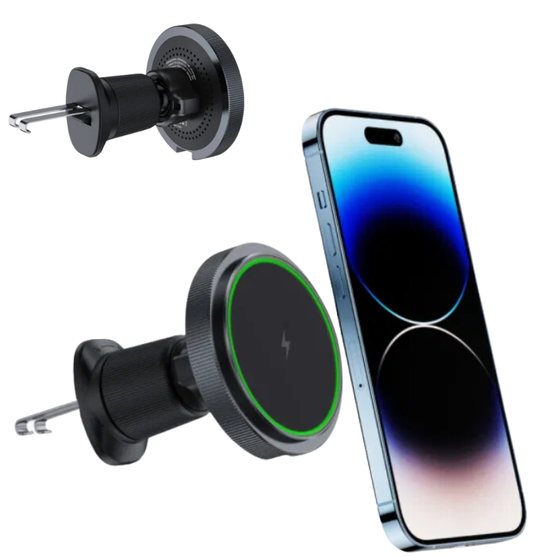 Chargez l&#39;image dans la visionneuse de la galerie, [L15] Magsafe Compatible QI 15W Wireless Charging Magnet Magnetic Aircon Vent Flow Charger &amp; Mount Holder
