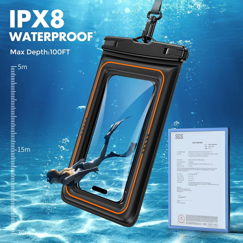 Load image into Gallery viewer, [Waterproof Phone Pouch] iPhone 16/15/14/13/12 Pro Max Plus Samsung Galaxy S24/S23/S22/S21 Google Pixel Etc, Up to 6.9&#39;&#39; - IP68 Universal Floating Float Water Proof Cell Phone Dry Bag Phone Case Protector
