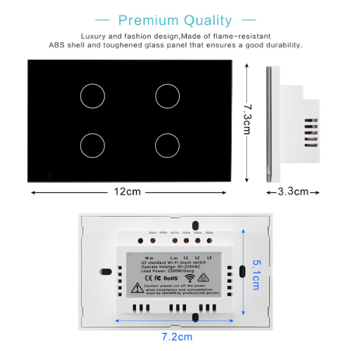 Cargue la imagen en el visor de la galería, [TUYA Smart Home][SAA Approved] TUYA WiFi Smart Touch Switch Home Light Fan Remot AU Versione Control 1/2/3/4 Gang Wall Switch Panel
