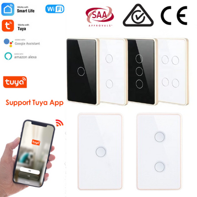 [TUYA Smart Home][SAA Approved] TUYA WiFi Smart Touch Switch Home Light  Remote AU Versione Control 1/2/3/4 Gang Wall Switch Metal Panel