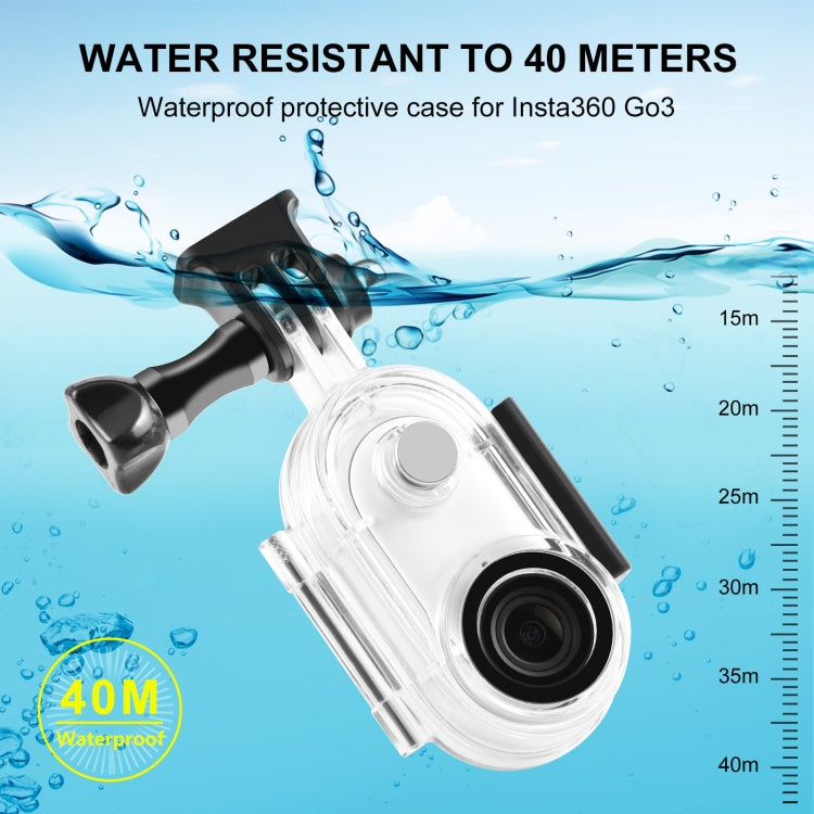 Cargue la imagen en el visor de la galería, Insta360 GO 3 / GO 3S PULUZ 40m Underwater Waterproof Housing Case with Base Adapter &amp; Screw (Transparent)
