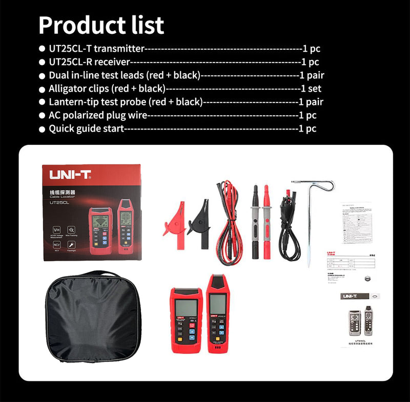 Cargue la imagen en el visor de la galería, [UT25CL] UNI-T Handheld Cable Locator NCV Non-contact Electrical Test Electrical Safety Detector Trace Underground Cable Paths
