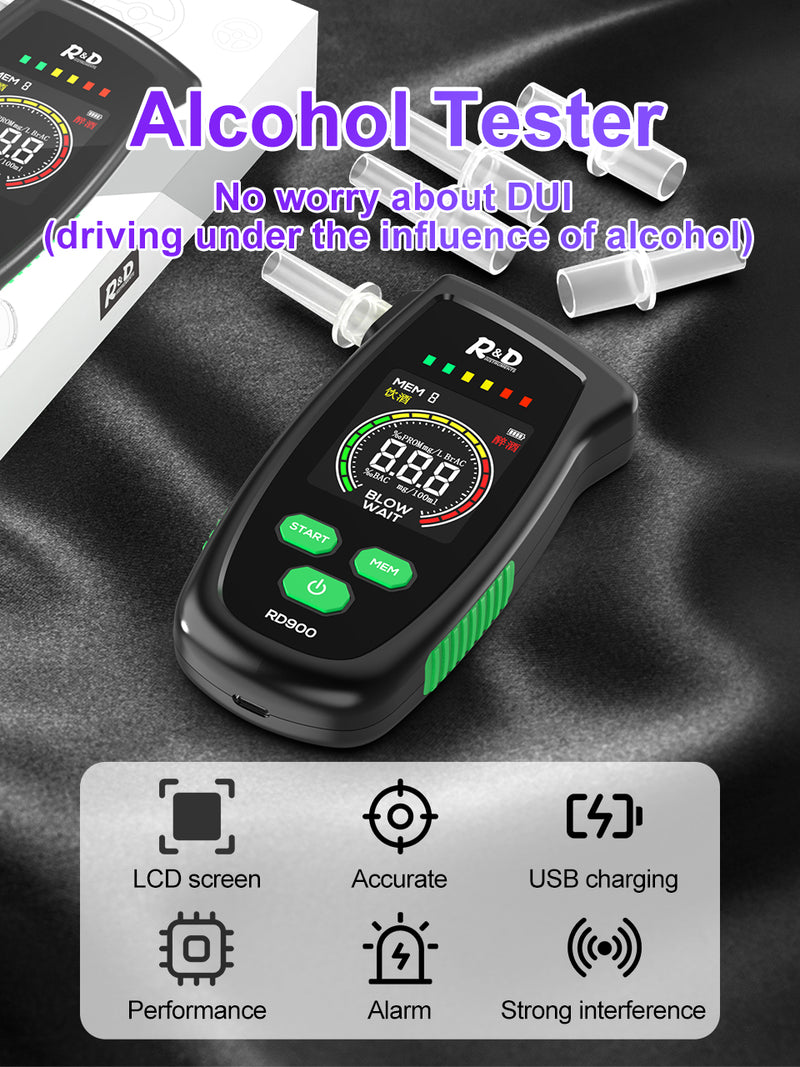 Chargez l&#39;image dans la visionneuse de la galerie, [RD900] R&amp;D Alcohol Tester Rechargeable Digital Breath Tester Breathalyzer Gas Alcohol Detector for Personal &amp; Professional Use
