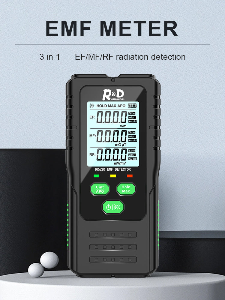 Chargez l&#39;image dans la visionneuse de la galerie, [RD630C] R&amp;D Electromagnetic Field Radiation Detector Tester EMF Meter Multifunctional Handheld Portable Radio Frequency Warn Meter
