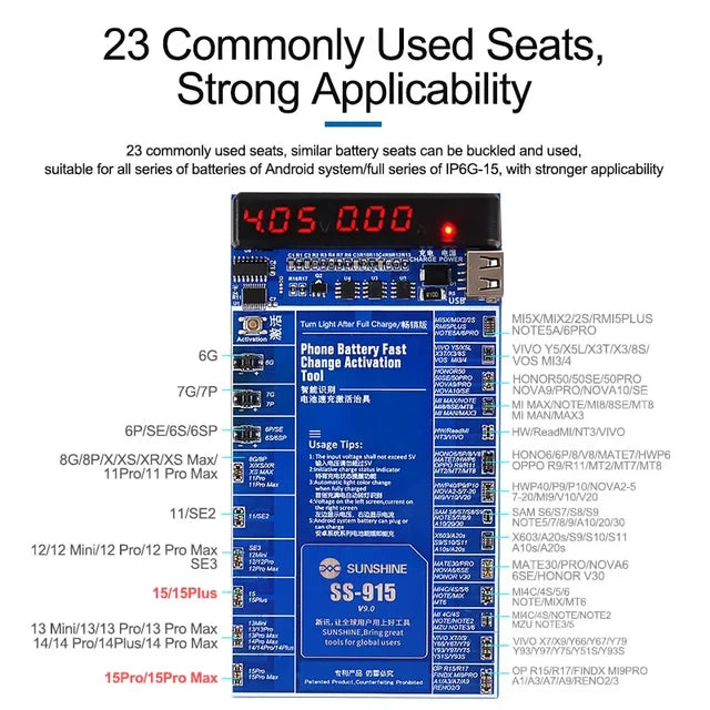 Load image into Gallery viewer, [SS-915] Sunshine iPhone Apple Watch Samsung OPPO Sony Smart Phone Battery Fast charging Activation Board - Polar Tech Australia
