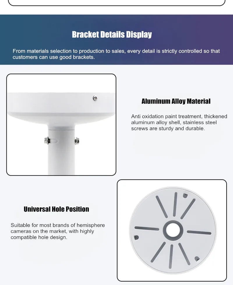 Chargez l&#39;image dans la visionneuse de la galerie, Universal Retractable Extension Aluminium CCTV Dome Camera Wall or Ceiling Mount Bracket Holder - Polar Tech Australia
