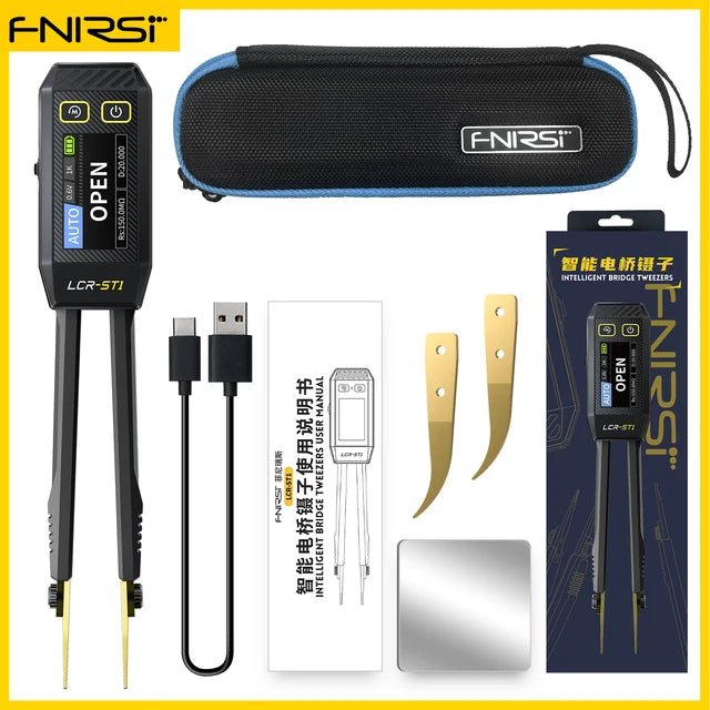 Cargue la imagen en el visor de la galería, [LCR-ST1] FNIRSI Intelligent Bridge Tweezers Smart Tweezer LCR SMD ESR Tester Resistance Capacitance Inductance Continuity Diode Test Auto Multimeter Tools
