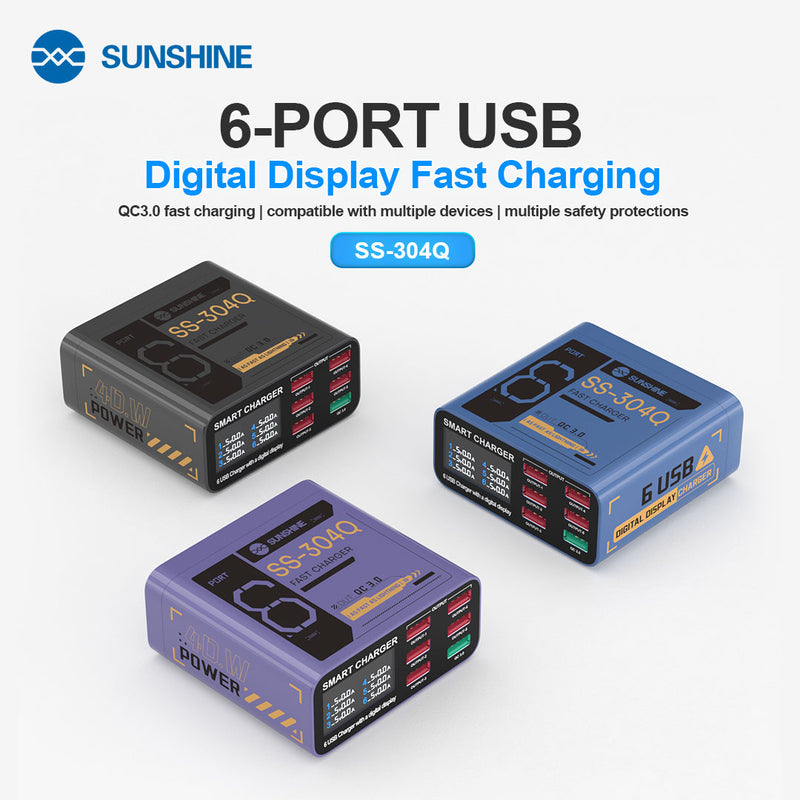 Cargue la imagen en el visor de la galería, [SS-304Q] SUNSHINE 6-Port USB Fast Charger with Digital Display
