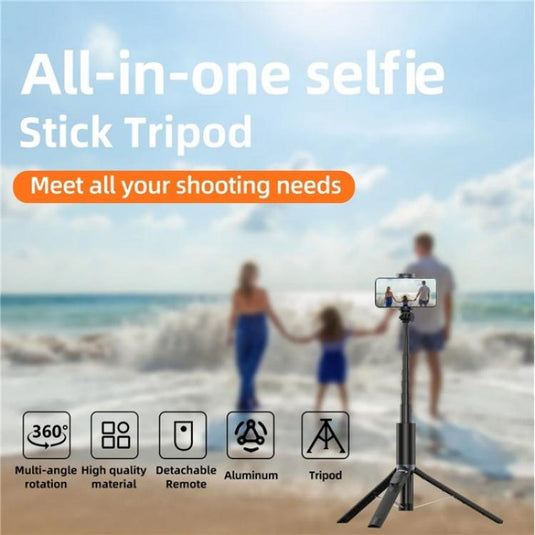 JMARY KT-259 360 Degree Rotating Phone Clip Retractable Selfie Stick Tripod