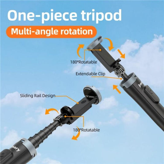 JMARY KT-259 360 Degree Rotating Phone Clip Retractable Selfie Stick Tripod