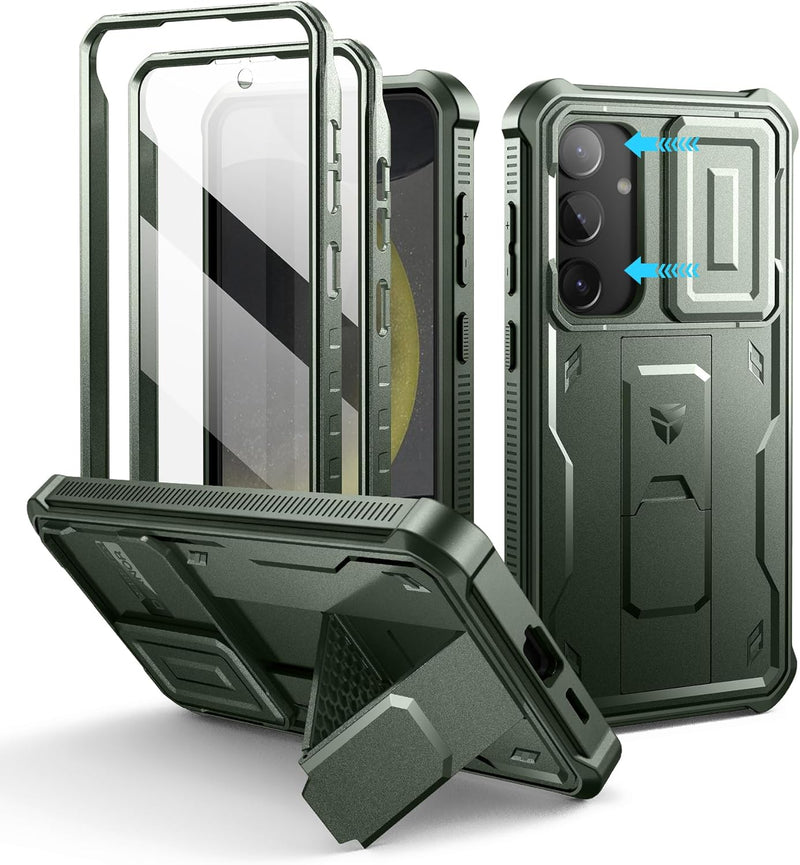 Chargez l&#39;image dans la visionneuse de la galerie, [Camera Cover &amp; Screen Protector &amp; Kickstand] Samsung Galaxy S24/PE/Plus/Ultra - Shockproof Rugged Case Full-Body Bumper Protective Heavy Duty Case
