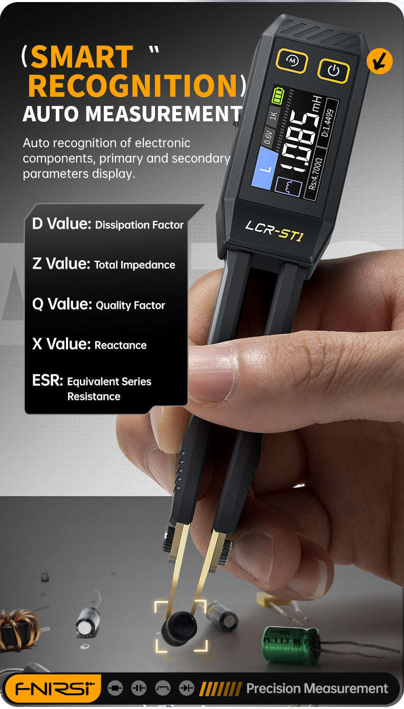 Cargue la imagen en el visor de la galería, [LCR-ST1] FNIRSI Intelligent Bridge Tweezers Smart Tweezer LCR SMD ESR Tester Resistance Capacitance Inductance Continuity Diode Test Auto Multimeter Tools
