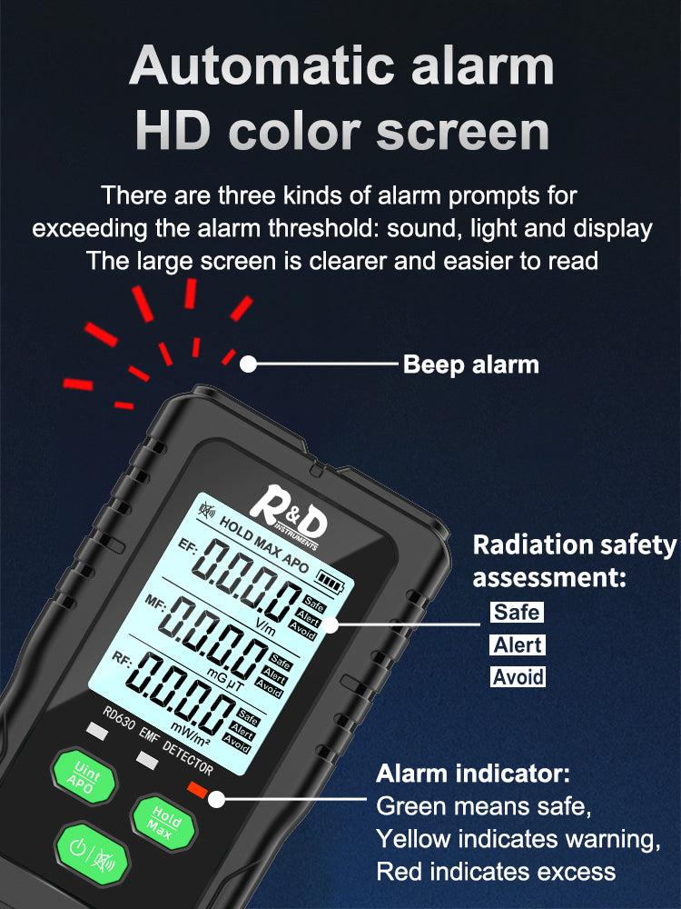 Chargez l&#39;image dans la visionneuse de la galerie, [RD630C] R&amp;D Electromagnetic Field Radiation Detector Tester EMF Meter Multifunctional Handheld Portable Radio Frequency Warn Meter
