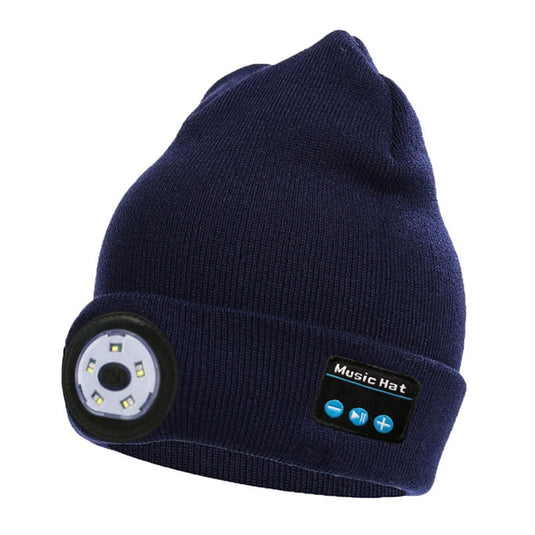 Outdoor Night Running Night Fishing LED Light Illumination Bluetooth 5.0 Knitted Hat