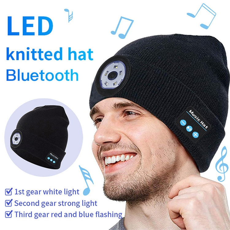 Chargez l&#39;image dans la visionneuse de la galerie, Outdoor Night Running Night Fishing LED Light Illumination Bluetooth 5.0 Knitted Hat
